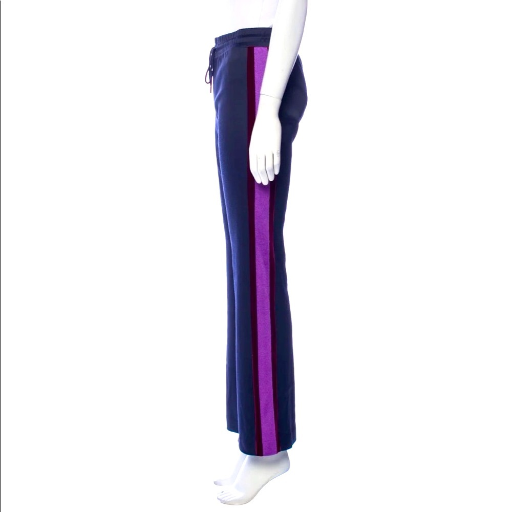 Sandro Paris Navy Joggers | Satin | Side Stripe Pants | Size S | Luxe Athleisure